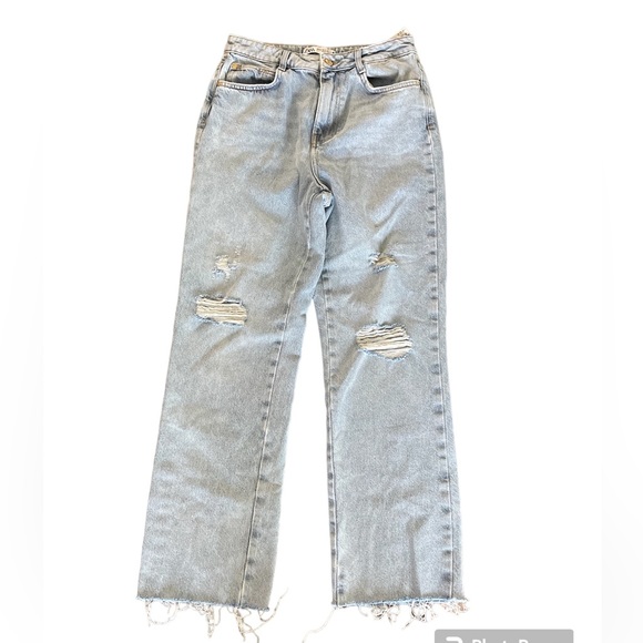 Zara High Rise Straight Leg Ripped Denim Jeans Ladies Size 6 - Picture 3 of 6